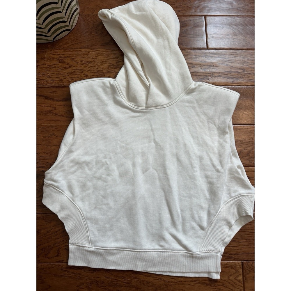 Alo Yoga Headliner Crop Sleeveless Hoodie Ivory White Sweatshirt Vest S Sold Out